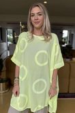 Made in Italy Sa Caleta Circle Longline Boyfriend Top Washed Citronella /6 =